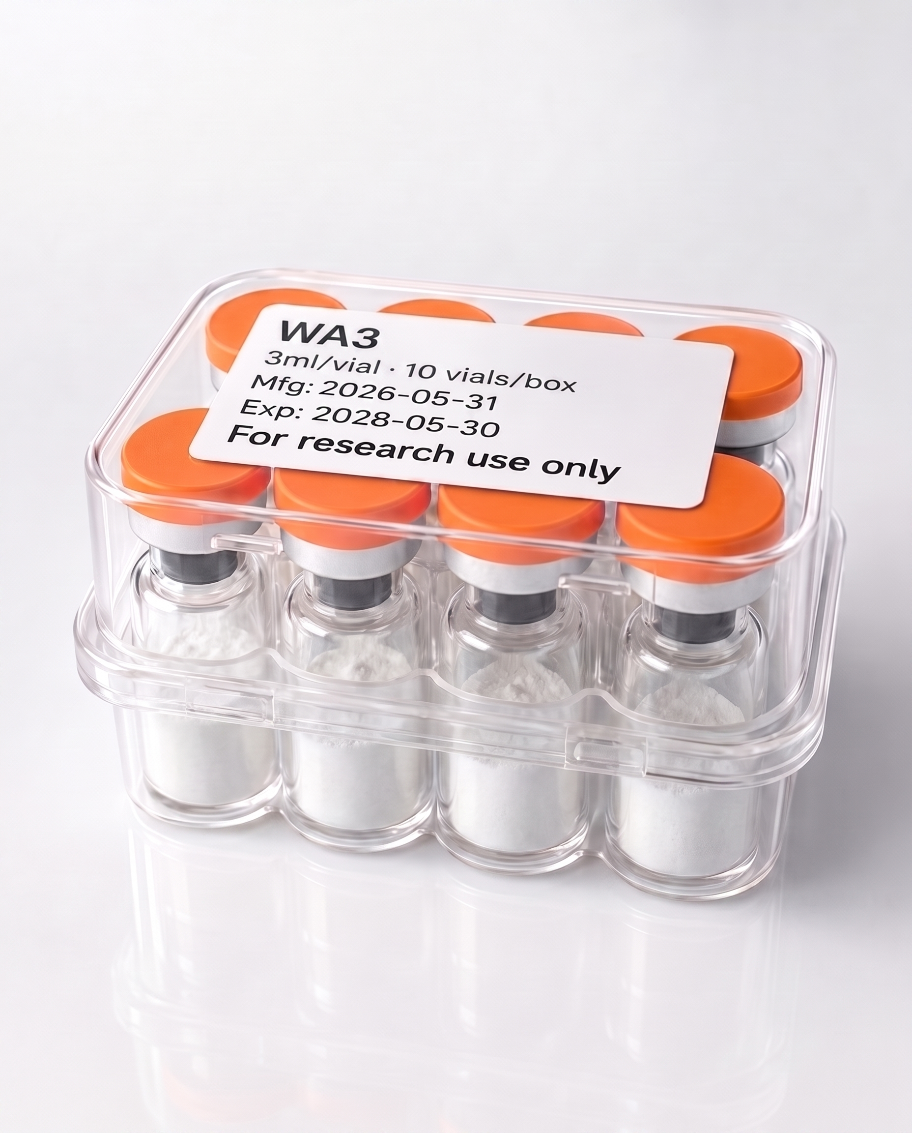 LIMITLESS catálogo B2B | BAC Water · Agua Bacteriostática | WA3 | 3 ml | Caja con 10 viales · Research Use Only